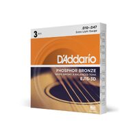 D'Addario Acoustic Strings  .10-.47 (3 sets)
